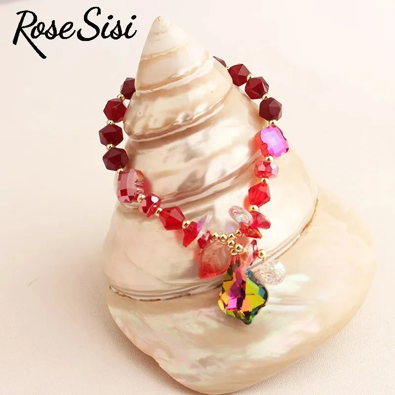 Rose sisi Korean Style Bracelet for women Fashion Jewelry for woman Purple romantic crystal bracelets friendship present