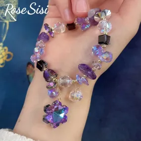 Rose sisi Korean Style Bracelet for women Fashion Jewelry for woman Purple romantic crystal bracelets friendship present
