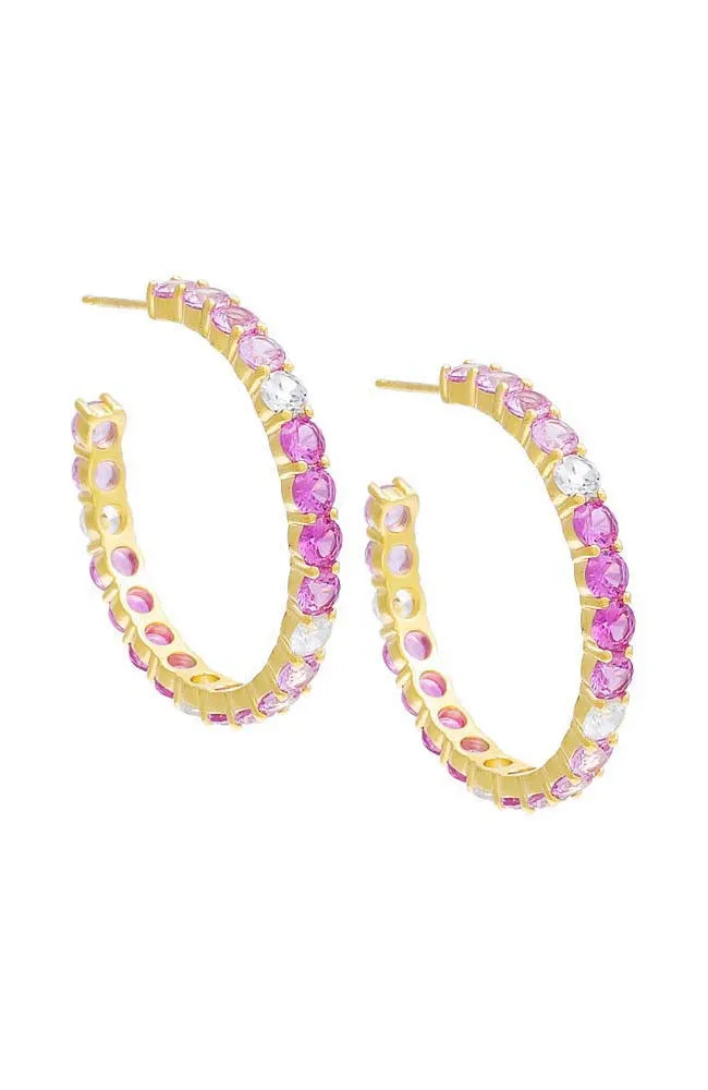 Round Stone Hoop Pink
