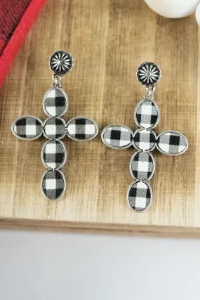 SALE! Concho and Cross White and Black Tipton Earrings