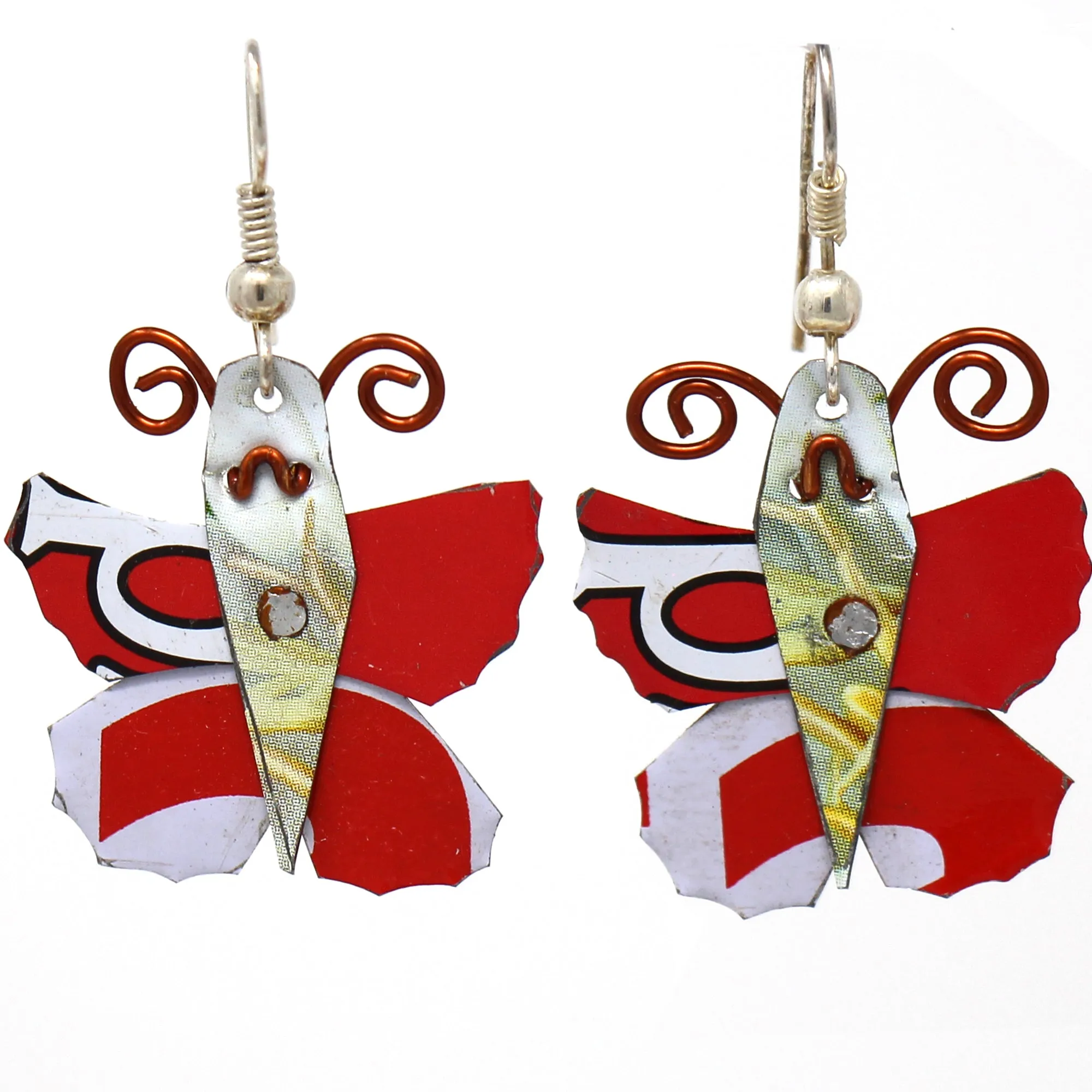 Set of 10 Tin Can Butterfly Earrings
