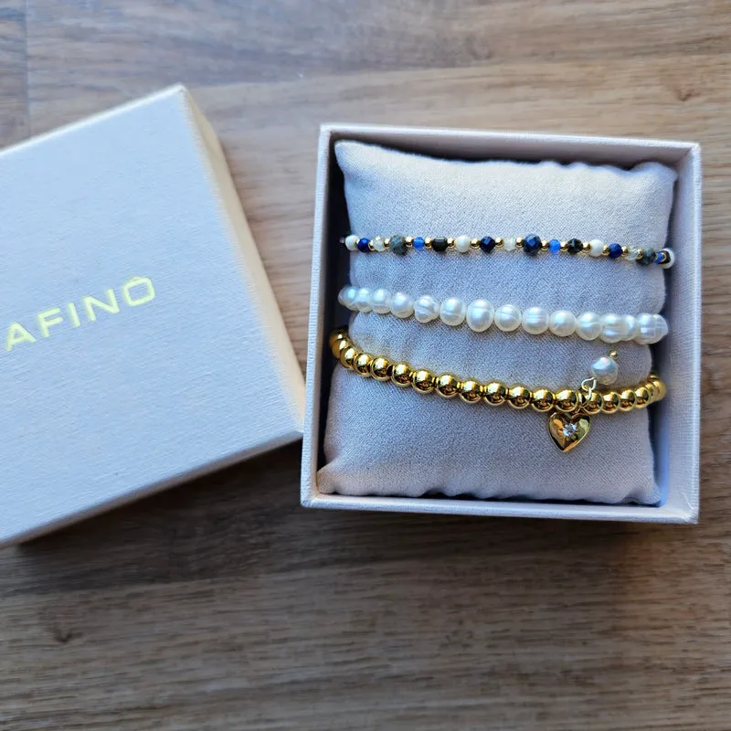 Set of 3 Stretch Bracelets Stack By Zafino - Blue