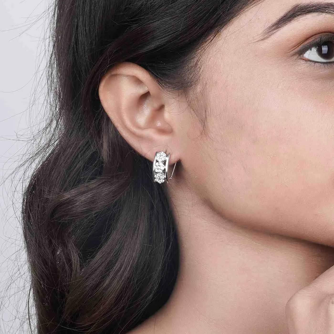 Silver Sparkling Shine Hoop Earrings