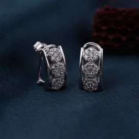 Silver Sparkling Shine Hoop Earrings