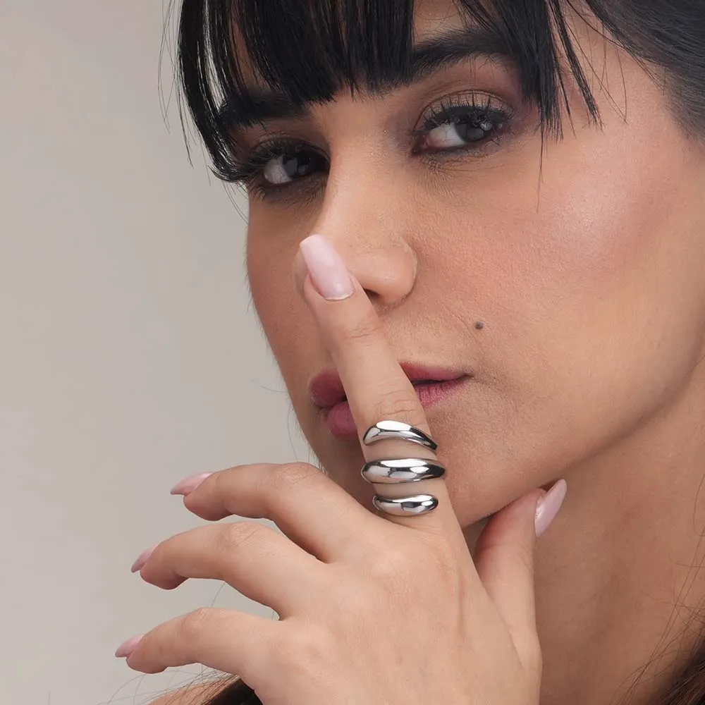 Spiral Three Layer Silver Ring