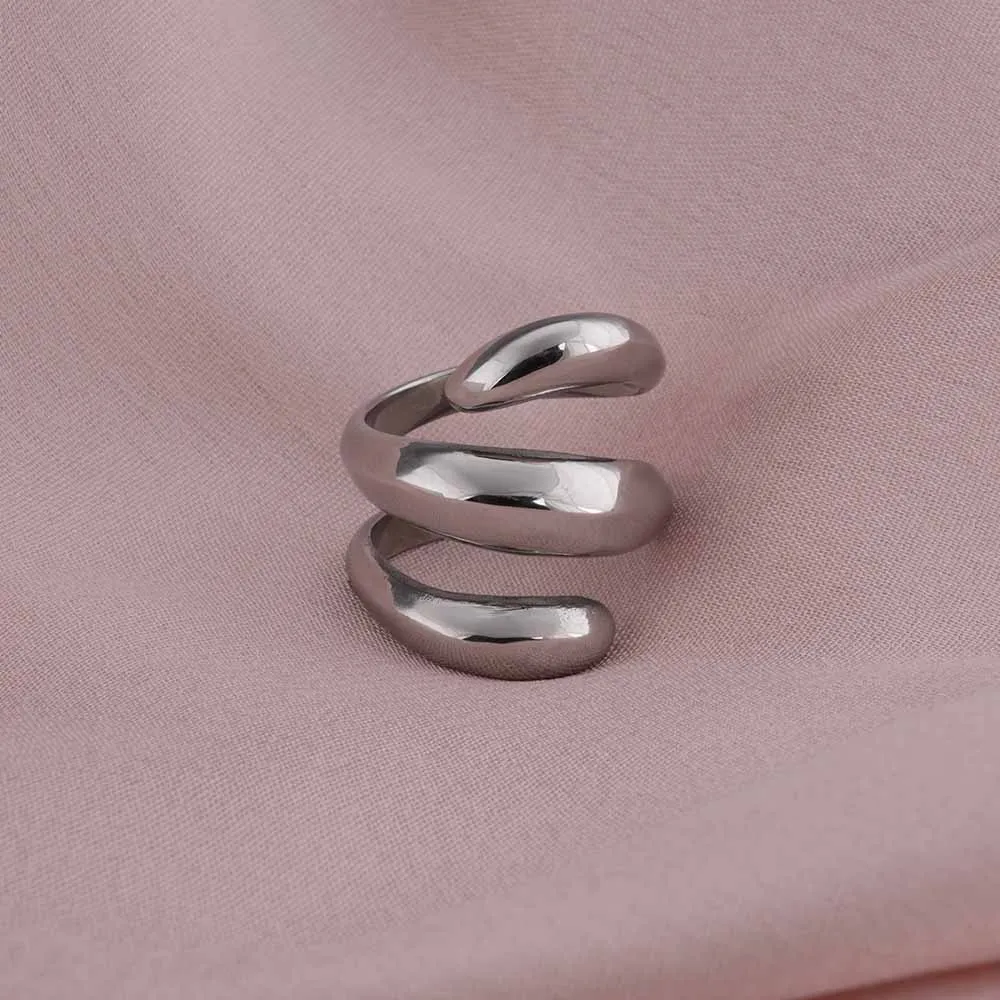 Spiral Three Layer Silver Ring