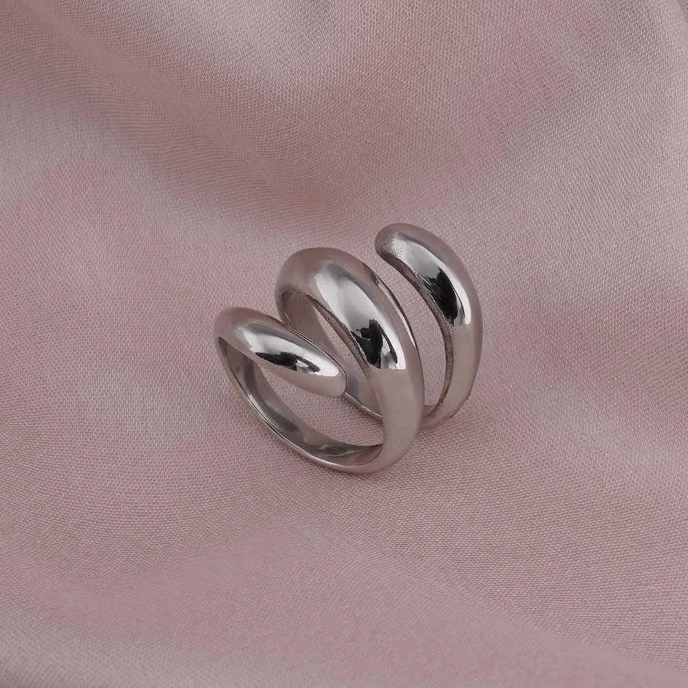 Spiral Three Layer Silver Ring