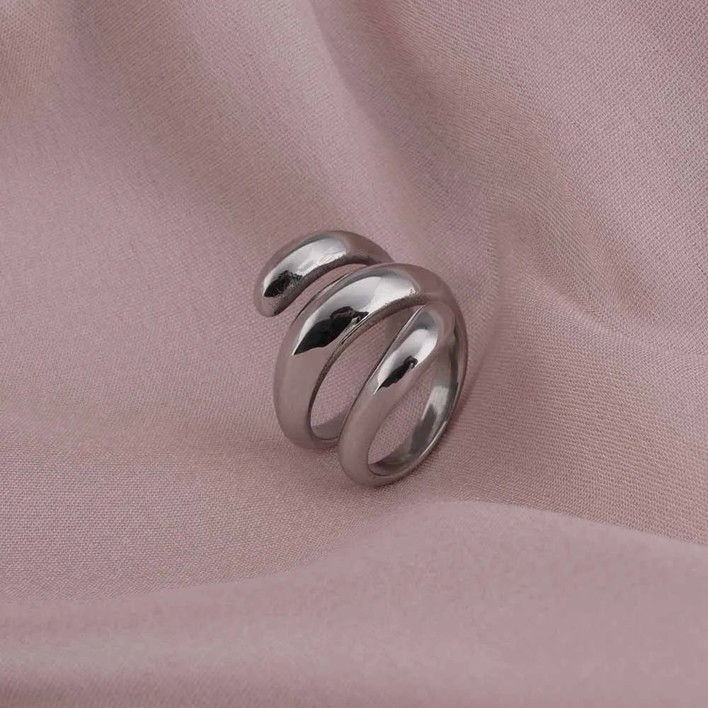 Spiral Three Layer Silver Ring