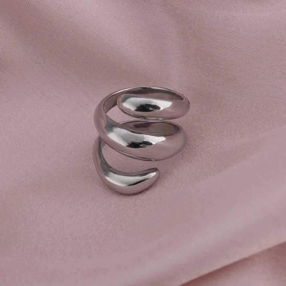Spiral Three Layer Silver Ring
