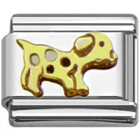 Stainless Steel 9mm Shiny 'Spotty Dalmatian Dog' Link for Italian Charm Bracelet