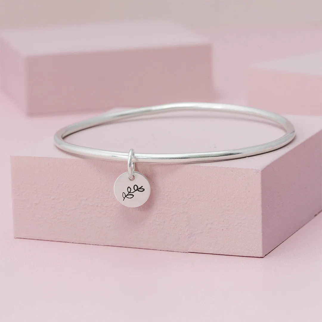 Sterling Silver Vine Charm Bangle
