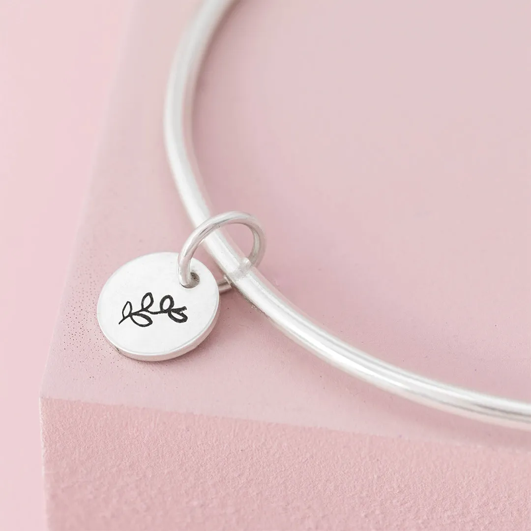 Sterling Silver Vine Charm Bangle