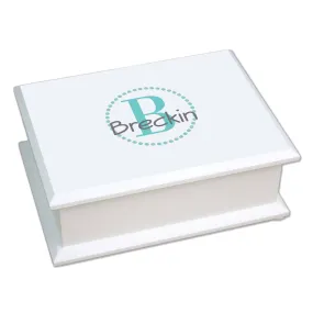 Teal Circle Monogram Lift Top Jewelry Box