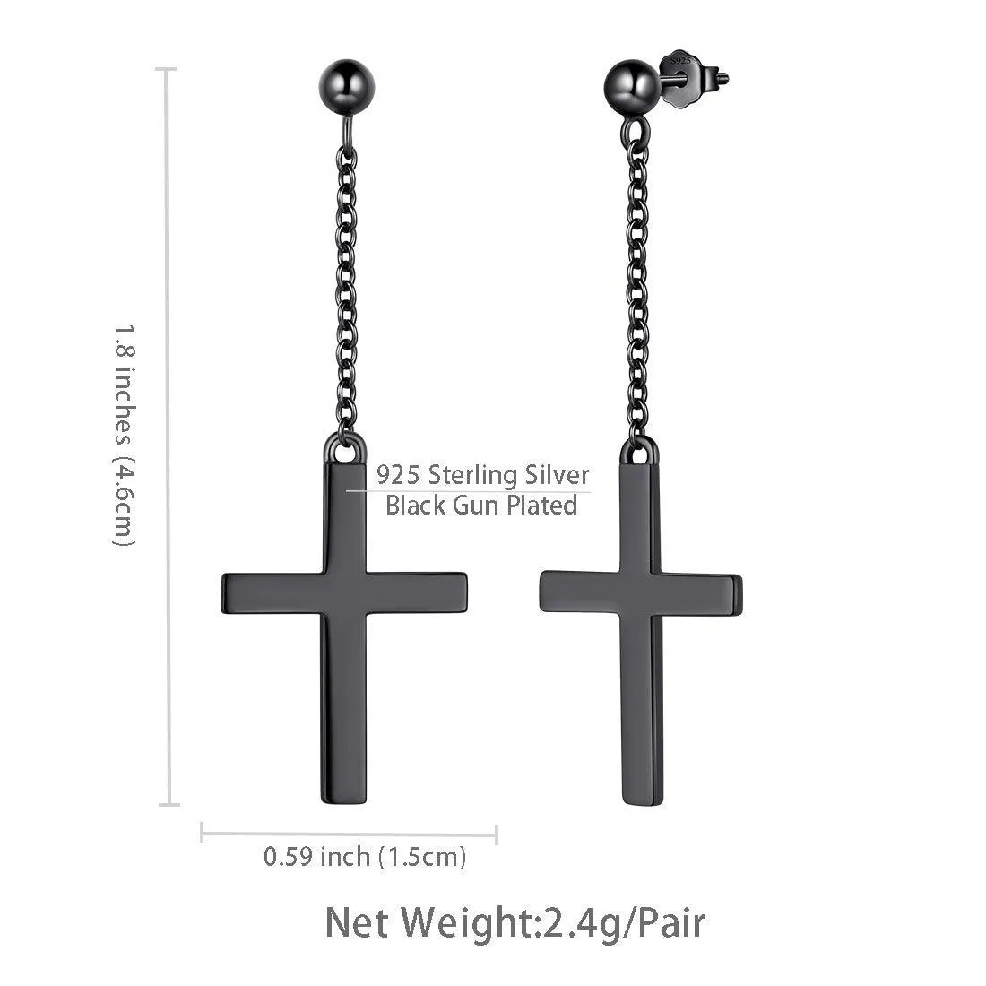 Tokyo Mart Classic Cross Dangle Earrings Women Mens Jewelry Sterling Silver