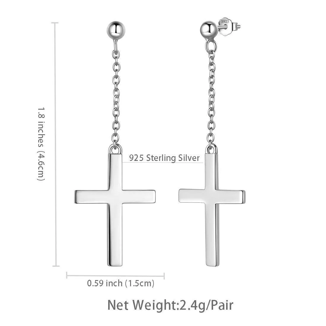 Tokyo Mart Classic Cross Dangle Earrings Women Mens Jewelry Sterling Silver