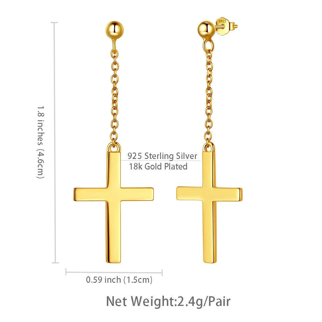 Tokyo Mart Classic Cross Dangle Earrings Women Mens Jewelry Sterling Silver