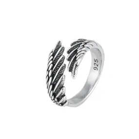 VAIGE Vintage Silver Couples Rings with Creative Wings Design, Thai Silver Fashion Jewelry for Parties and Anniversaries