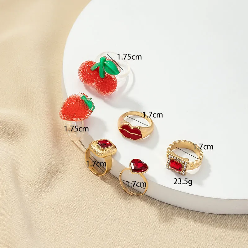 Vienna Verve Collection: 6-Piece Geometric Rings Set - Luxury Design for Every Occasion