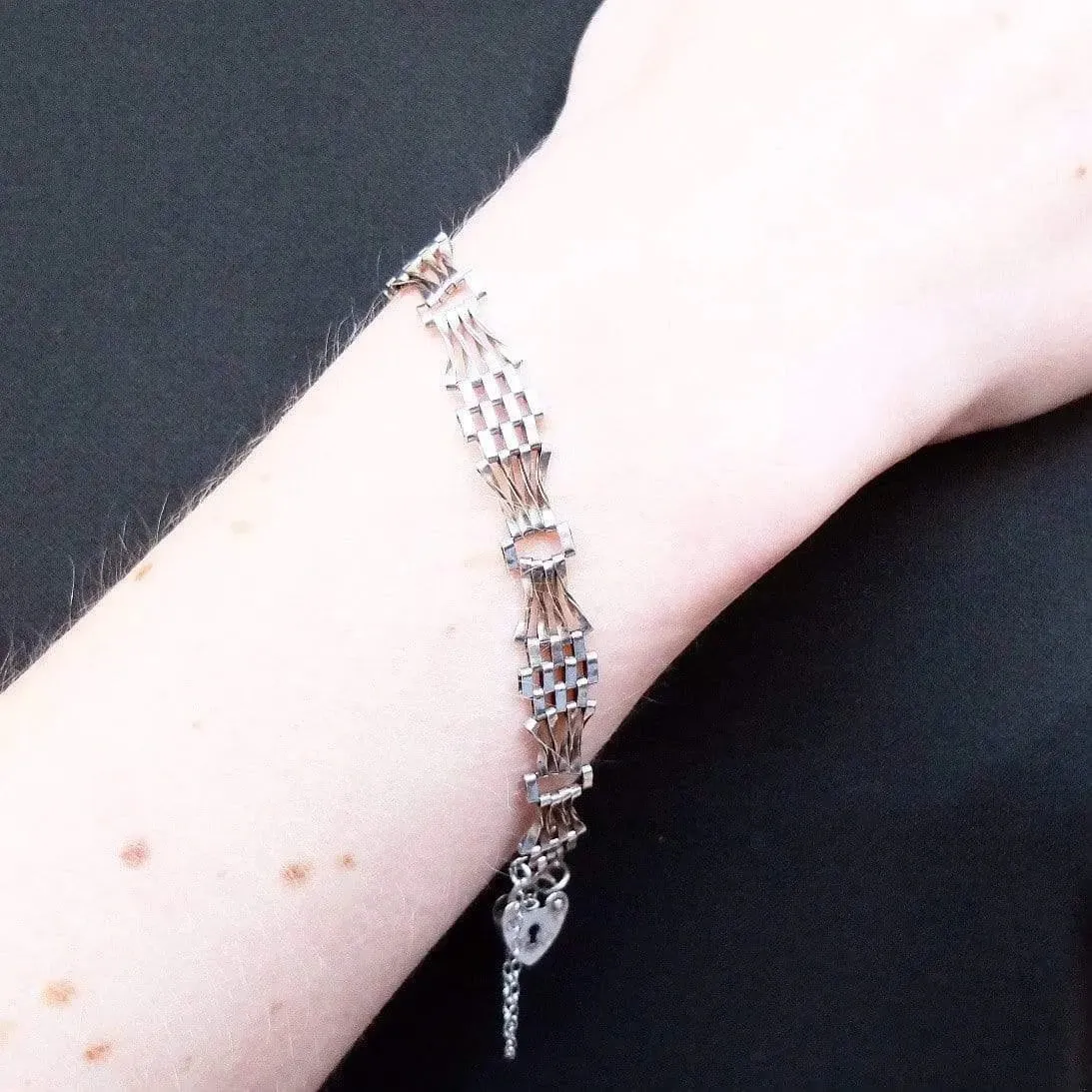 Vintage 1980s Silver Gate Bracelet