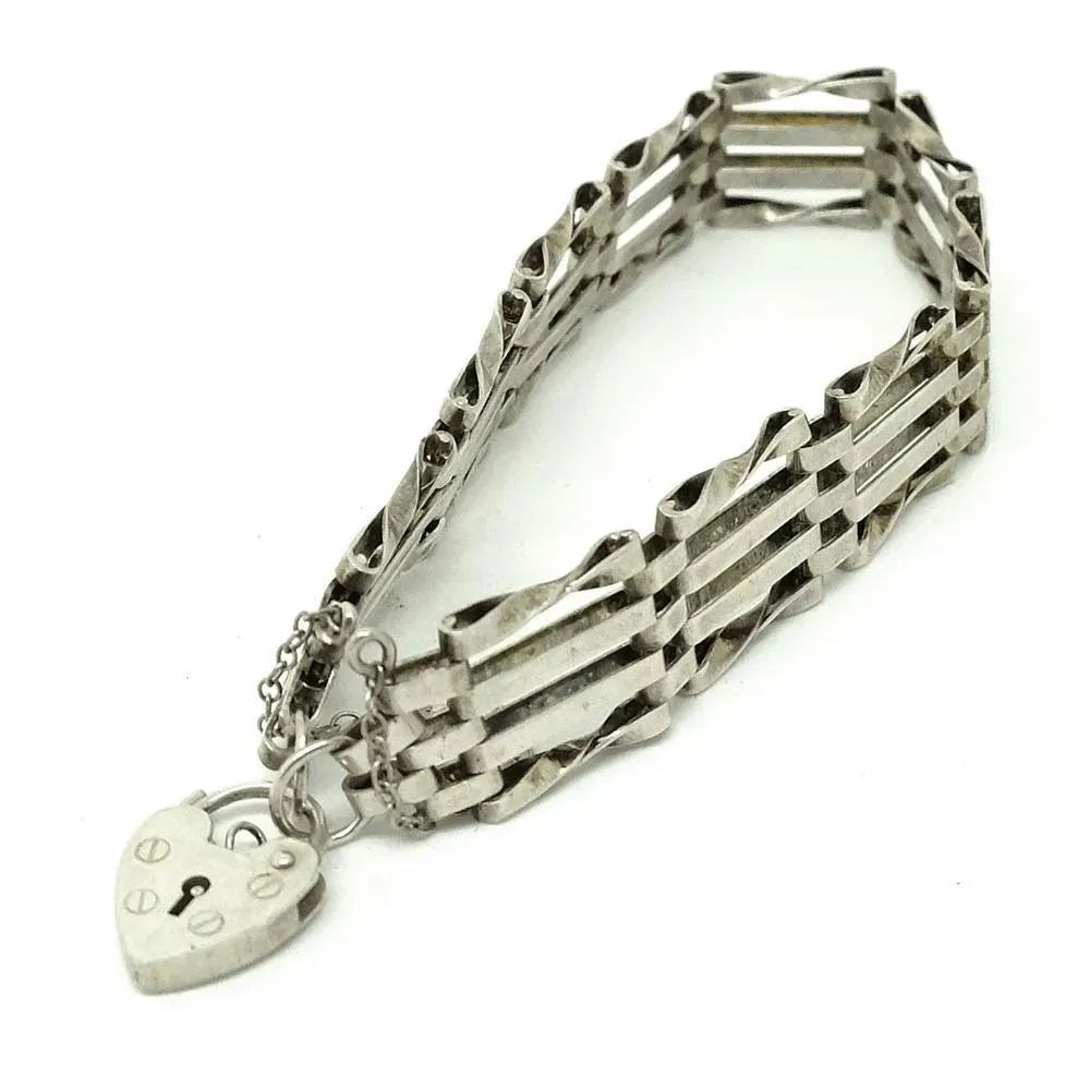 Vintage 1981 Sterling Silver Gate Woven Heart Bracelet