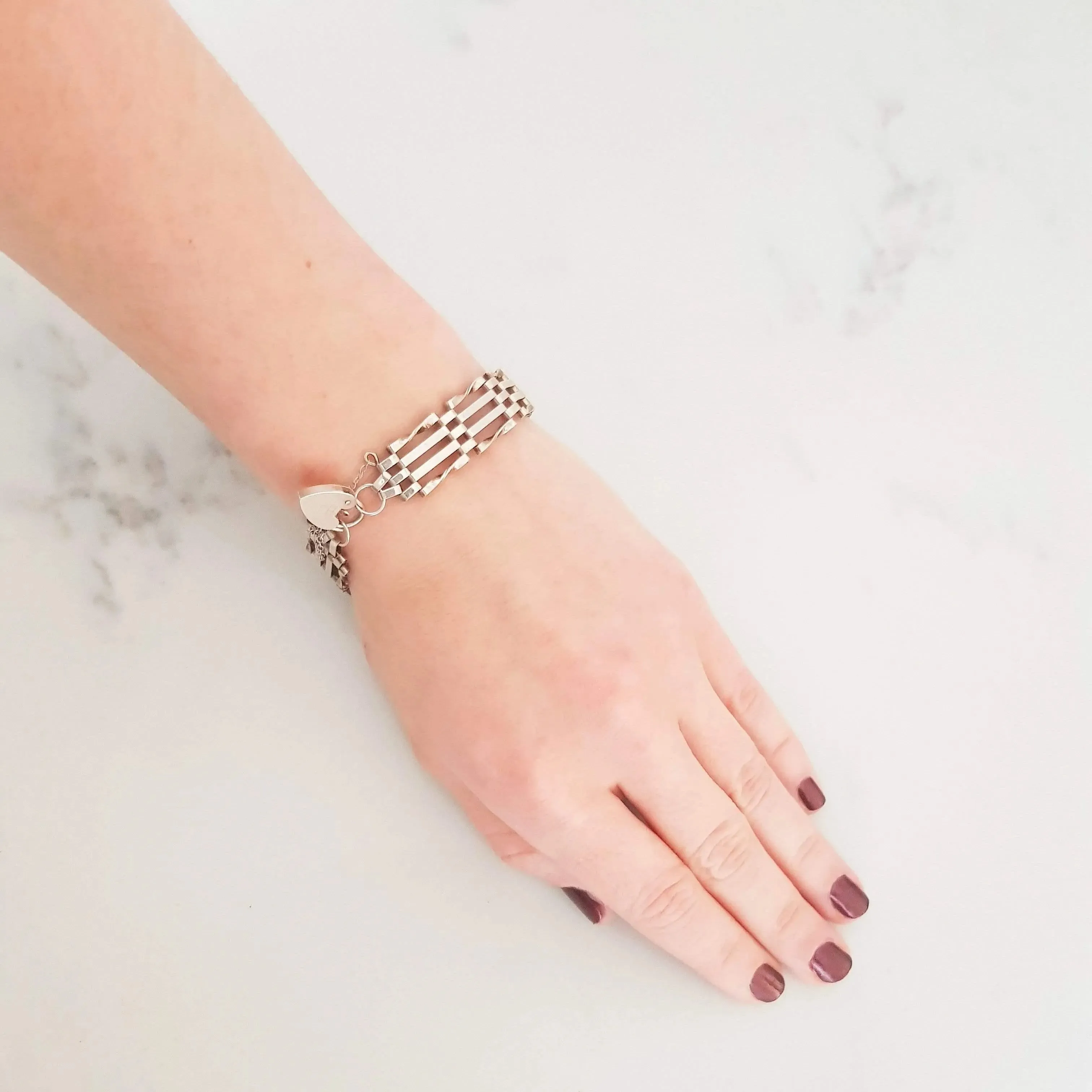 Vintage 1981 Sterling Silver Gate Woven Heart Bracelet