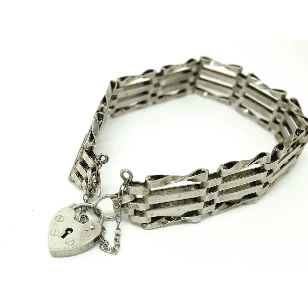 Vintage 1981 Sterling Silver Gate Woven Heart Bracelet