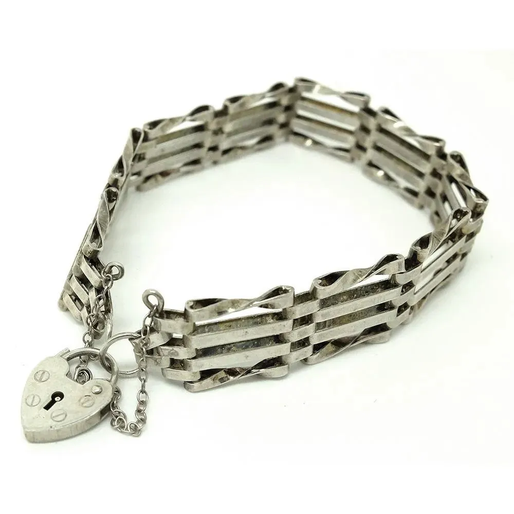 Vintage 1981 Sterling Silver Gate Woven Heart Bracelet