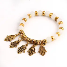 Vintage Brand Designer Colors Summer Style Vintage Bracelet Crystal Alloy Hamsa Hand Fatima Bracelets Trendy Classic Jewelry