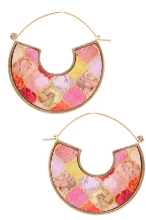 Womens Gold Tone Wood Hoop Earrings