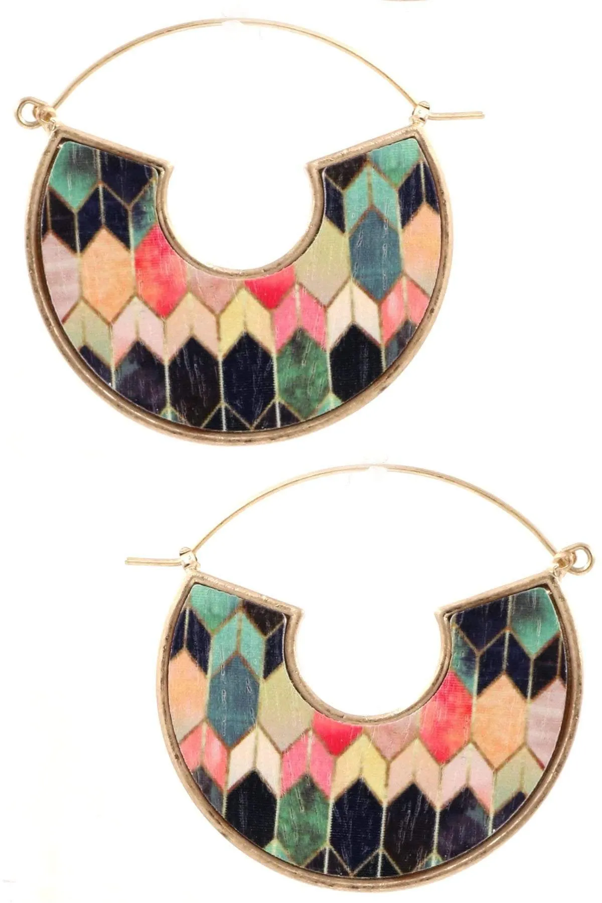 Womens Gold Tone Wood Hoop Earrings