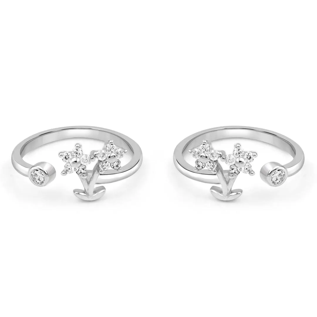 Zarkan Nature's Rhymes Silver Toe Rings